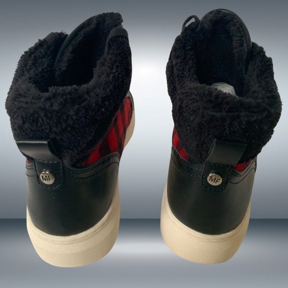 Marc Fisher Fellow Black & Red Checked Lace Up High Top Sneaker Boot - Picture 5 of 5